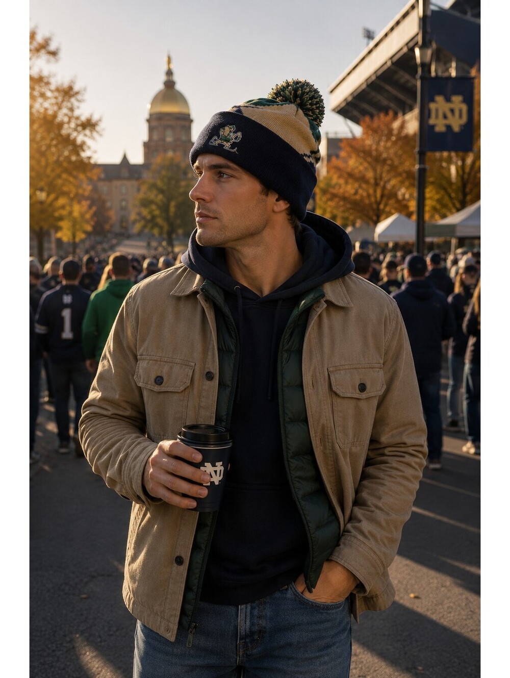 Mitchell & Ness Notre Dame Fighting Irish Pom Beanie Hat 2013 Leprechaun NCAA